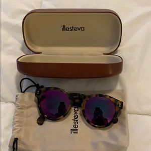 Illesteva Leonard, pink lenses, tortoise frames